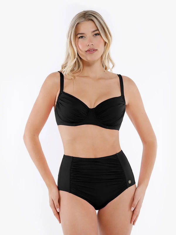 Completo bikini modellante con balza e controllo della pancia