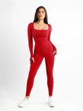 Nahtloser Shapewear-Overall mit Daumenloch und langen Ärmeln