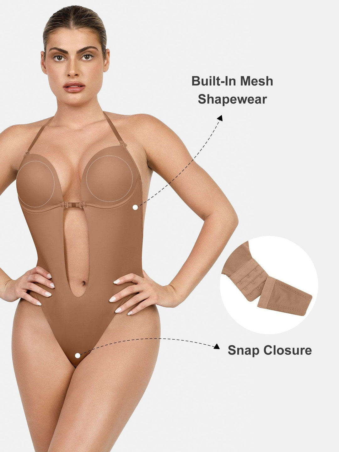 Shapewear Halter Strap Deep U Sculpting Backless Bodysuit Popilush EU Shapewear Halter Strap Deep U Sculpting Backless Bodysuit Popilush EU