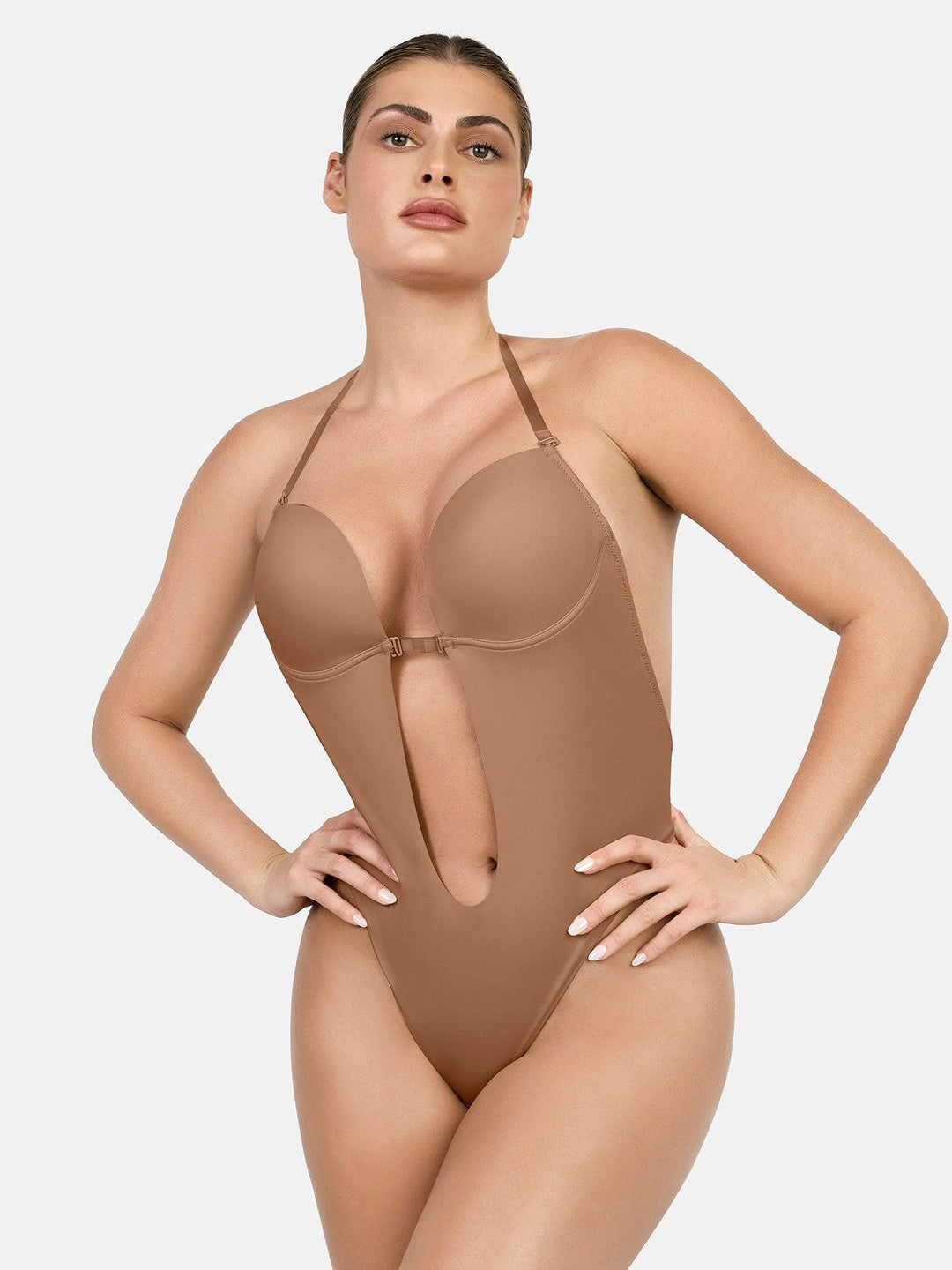 Shapewear Halter Strap Deep U Sculpting Backless Bodysuit Popilush EU Shapewear Halter Strap Deep U Sculpting Backless Bodysuit Popilush EU