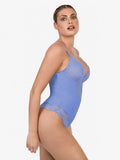 Body modellante con perizoma e scollo a V profondo in pizzo Shapewear