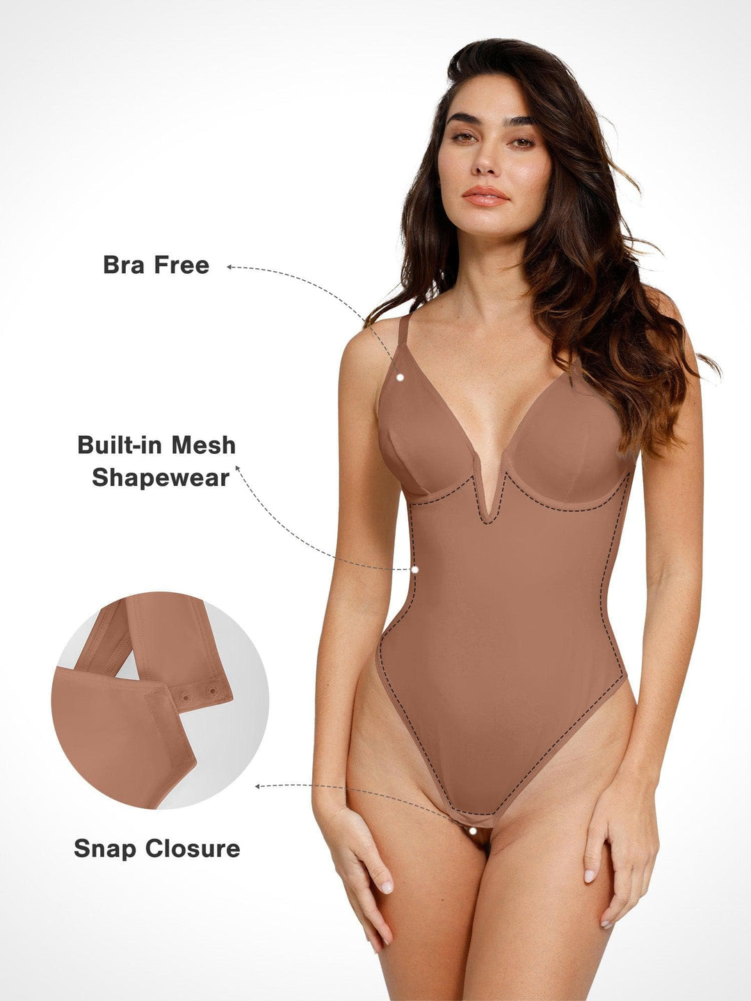 Body da donna con schiena scoperta, scollo a V, modellante senza spalline, senza spalline, senza schienale, reggiseno shaper, scollo a U, senza cuciture, perizoma modellante, Nero , L Body da donna con schiena scoperta, scollo a V, modellante senza spalline, senza spalline, senza schienale, reggiseno shaper, scollo a U, senza cuciture, perizoma modellante, Nero , L