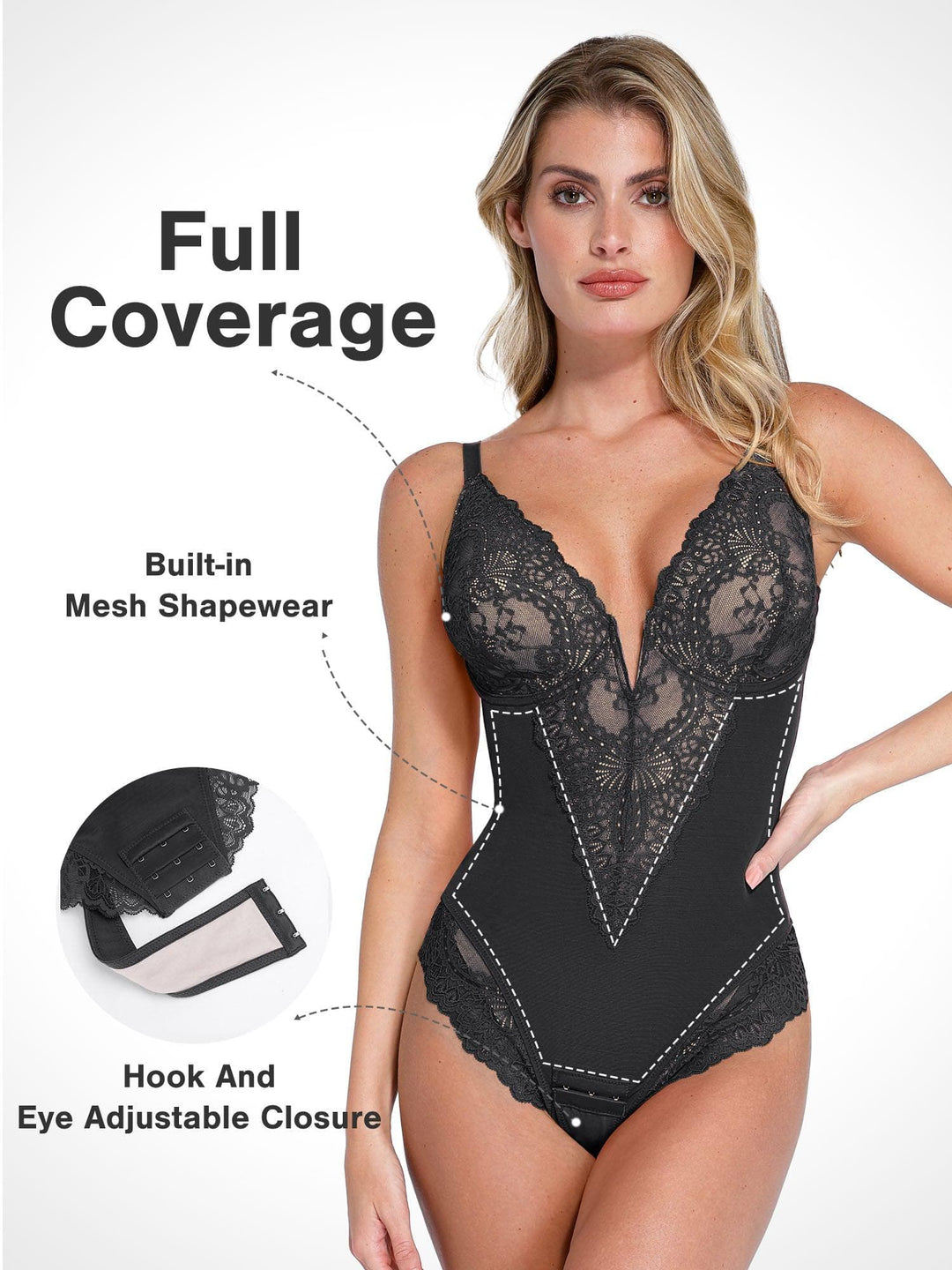 BOFUNX Intimo Body Donna Scollo a V Modellante Body Donna Schiena Nuda BOFUNX Intimo Body Donna Scollo a V Modellante Body Donna Schiena Nuda