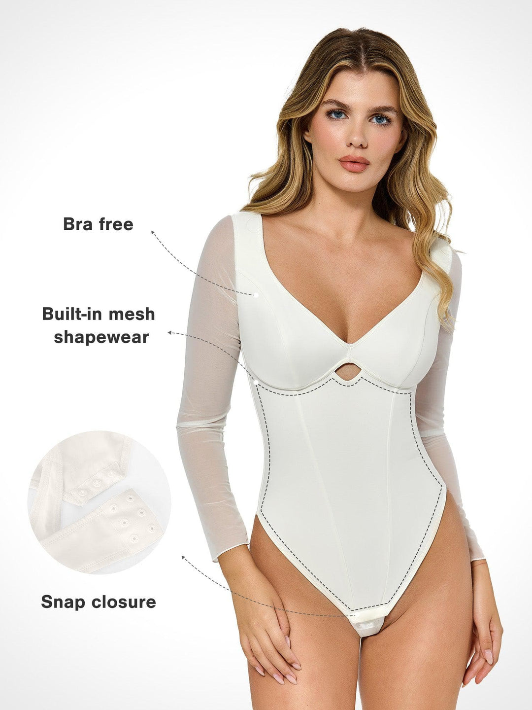 YARRCO Shapewear - Body modellante da donna, con scollo a U, Forma beige, 3XL YARRCO Shapewear - Body modellante da donna, con scollo a U, Forma beige, 3XL
