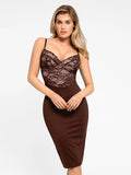 Shapewear Sculpting Lace Corset Midi Slip Dress