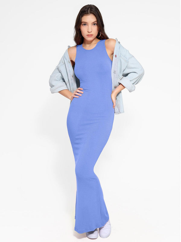 Abito lungo snellente senza maniche con scollo a giro in modal Shapewear