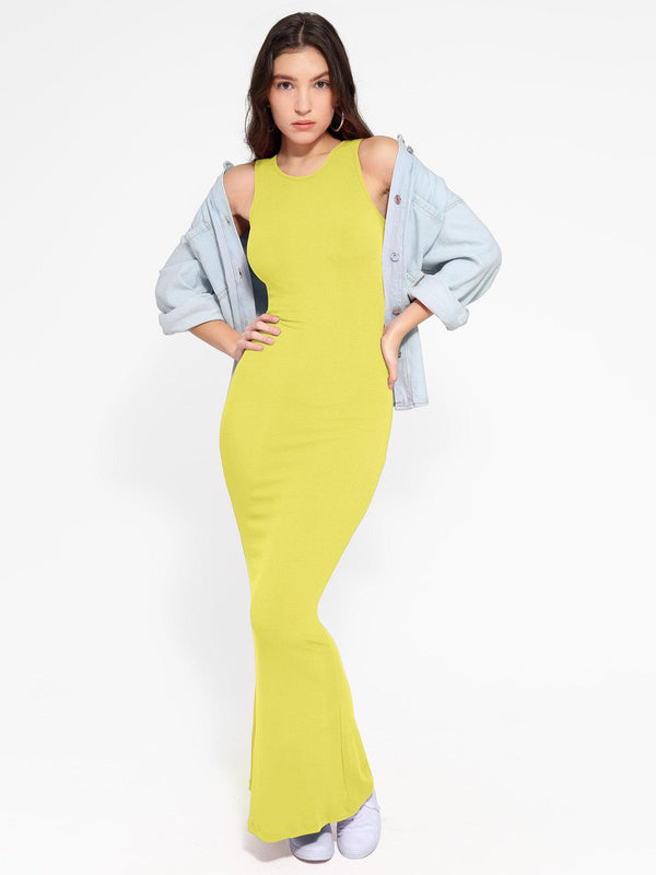 Abito lungo snellente senza maniche con scollo a giro in modal Shapewear