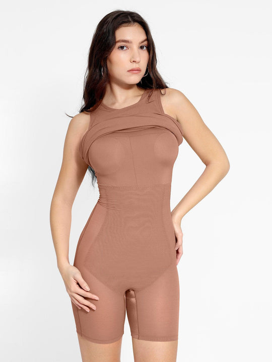 Popilush? Bodycon Summer Dress The Shapewear Dress Crew Neck Sleeveless Midi