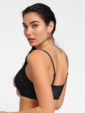 Completo bikini modellante con top e slip arricciati e modellanti