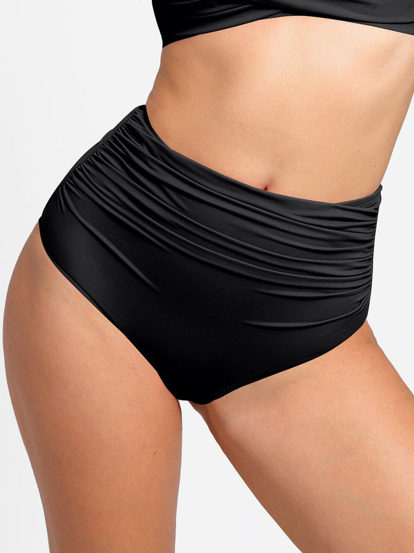 Completo bikini modellante con top e slip arricciati e modellanti